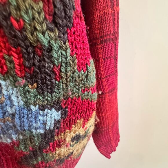 VTG Talbots Petites Womens PS Hand Knit Button Fall Cardigan Sweater Floral 90's - Picture 5 of 16